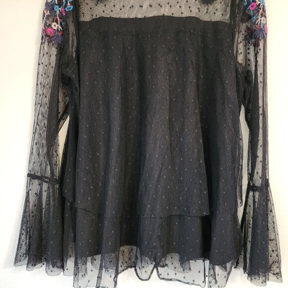 Lane Bryant Sheer Embroidery Babydoll Tunic Top 14/16 Wimsigfoth Fairy Grunge - Picture 10 of 12